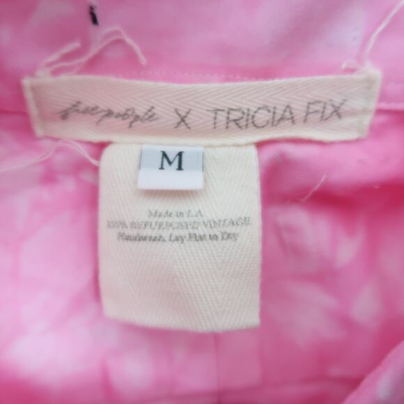 Free People Tricia Fix Pink Heart Washed Top Tie Dye Studded M - Picture 6 of 8